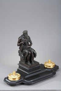 Inkwellin Marbleand bronze "Moses"