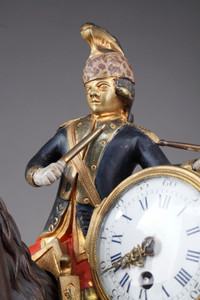 Polychrome bronze clock