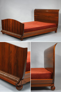 ART DECO BED IN MACASSAR EBONY VENEER. CIRCA 1925