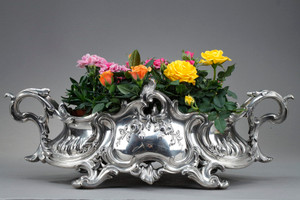 LOUIS XV SILVER-BRONZE CENTERPIECE, NAPOLEON III PERIOD