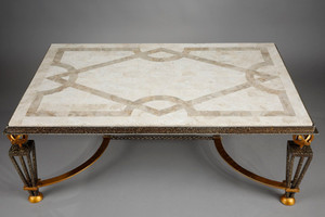 Wrought iron and stone inlay table