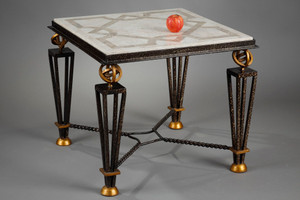 Lacquered, gilded and oxidized wrought iron