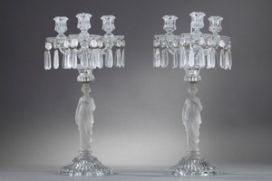 Moulded and satin-finish crystal candlesticks