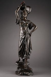 Patinated bronze sculpture "Vers la source" by Édouard Drouot (1859-1945)