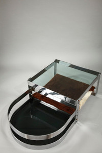 COFFEE TABLE WITH STEEL FRAME AND WILLY RIZZO STRETCHED SKIN