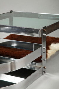 COFFEE TABLE WITH STEEL FRAME AND WILLY RIZZO STRETCHED SKIN