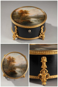 GILDED BRONZE AND WOOD BOX, GOUACHE HOUSE