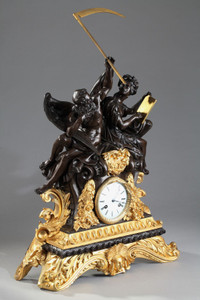 EXCEPTIONAL FIREPLACE SET "L'EMPLOI DU TEMPS", NAPOLEON III PERIOD