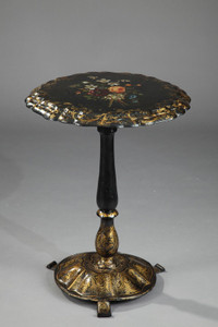 TILTING GUERIDON IN WOOD AND LACQUERED CARDBOARD, NAPOLEON III PERIOD