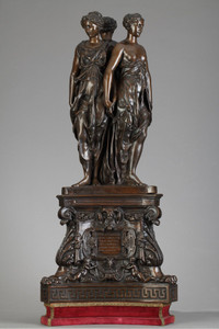 IMPORTANT GROUPE EN BRONZE "LES TROIS GRACES" D'APRES GERMAIN PILON, XIXE SIECLE