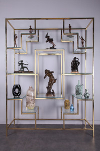 BRASS AND GLASS BOOKCASE BY KIM MOLTZER (1938-2015)