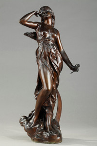 STATUE EN BRONZE ART NOUVEAU "LA NUIT" DE JULIEN CAUSSE (1869-1909)