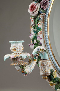 ROCOCO MIRROR IN PORCELAIN IN THE TASTE OF MEISSEN