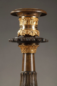 PAIR OF RESTORATION-PERIOD BRONZE CANDLESTICKS