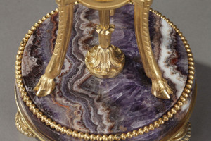 PAIR OF BLUE JOHN AND GILDED BRONZE CASSOLETTES