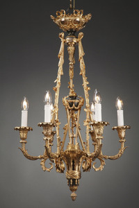 LARGE ART NOUVEAU BRONZE CHANDELIER