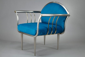 Pair of designer blue armchairs