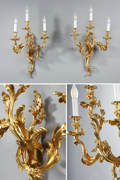 Paire d'appliques murales en laiton torsadé En vente sur