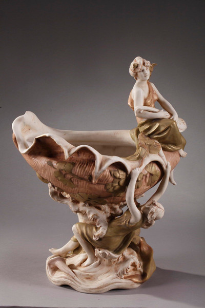 STATUETTE VINTAGE EN Biscuit Couple Victorien Assis EUR 28,00 - FR