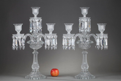 Pair of four-light Zenith candlesticks in Baccarat crystal