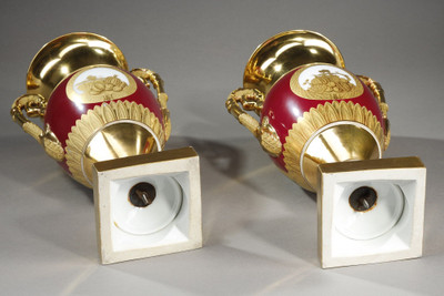 PAIR OF RESTORATION PERIOD PORCELAIN VASES