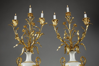 PAIR OF VERY LARGE BALUSTER CANDELABRA, SIGNED EUGÈNE HAZART
