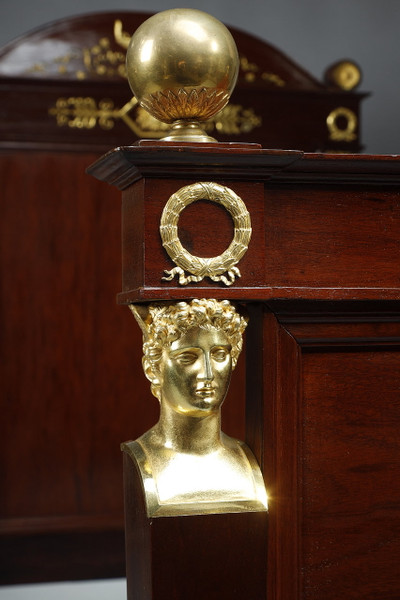 Letto antico in mogano e bronzo dorato