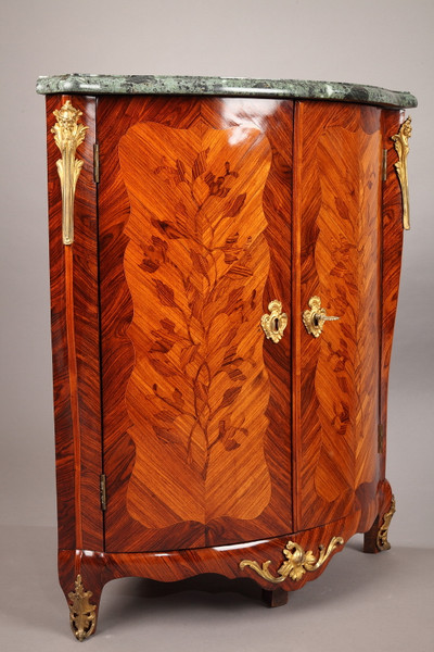 Pair of Louis XV style wooden corner cabinets