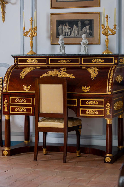 A mahogany and gilt bronze cylinder desk, Empire style, 19th century