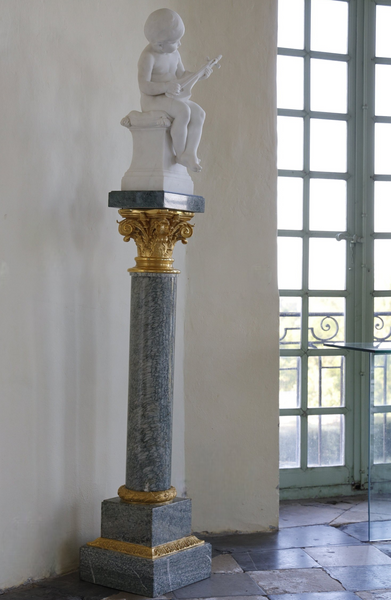 THE LITTLE MUSICIAN, LARGE CARRARA MARBLE SCULPTURE SIGNED BARRIAS