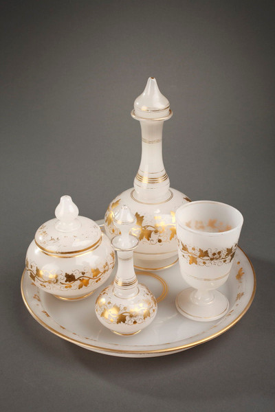 Napoleon III white opaline water service