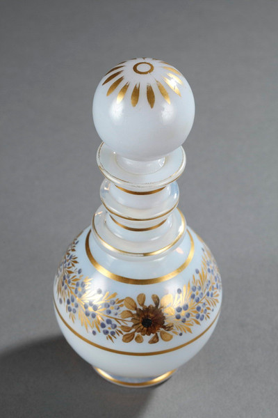 White opaline bottle with Desvignes decoration