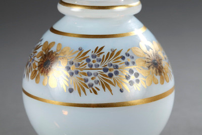 White opaline bottle with Desvignes decoration