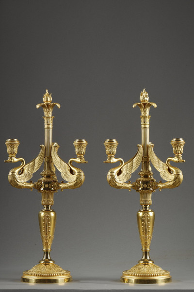 Paar Candelabras, signiert F. Barbedienne, Paris
