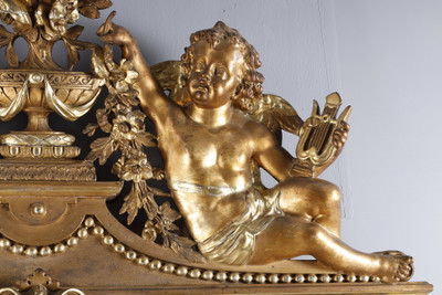 MONUMENTAL MIROIR DE STYLE LOUIS XVI, TRAVAIL D'ÉPOQUE NAPOLÉON III