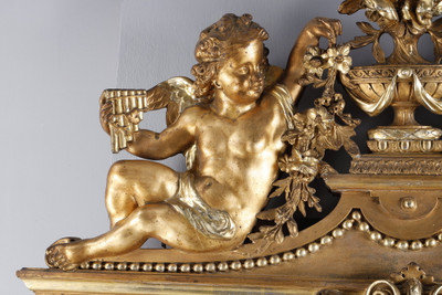 MONUMENTAL MIROIR DE STYLE LOUIS XVI, TRAVAIL D'ÉPOQUE NAPOLÉON III