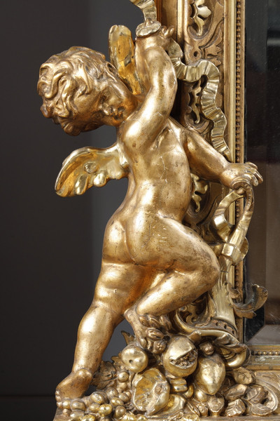 MONUMENTAL MIROIR DE STYLE LOUIS XVI, TRAVAIL D'ÉPOQUE NAPOLÉON III