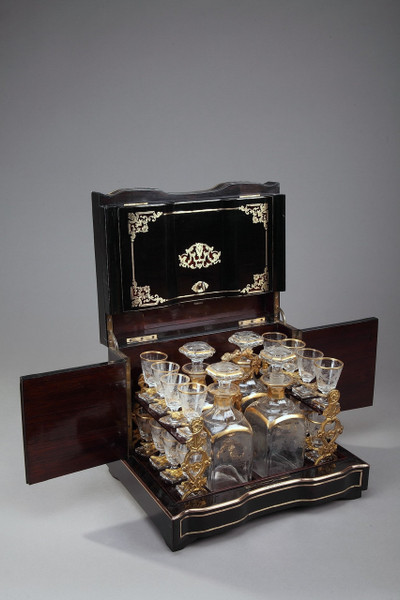 CAVE A LIQUEUR NAPOLEON III EN BOIS D'EBENE