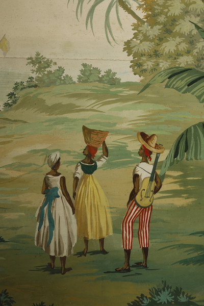 PANORAMA-TAPETENBILD, EXOTISCHE SZENE IM ZUBER-STIL