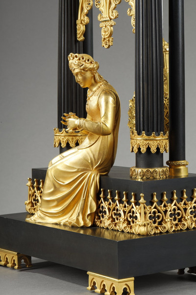 NEO-GOTHIC STYLE CATHEDRAL CLOCK, LOUIS-PHILIPPE PERIOD