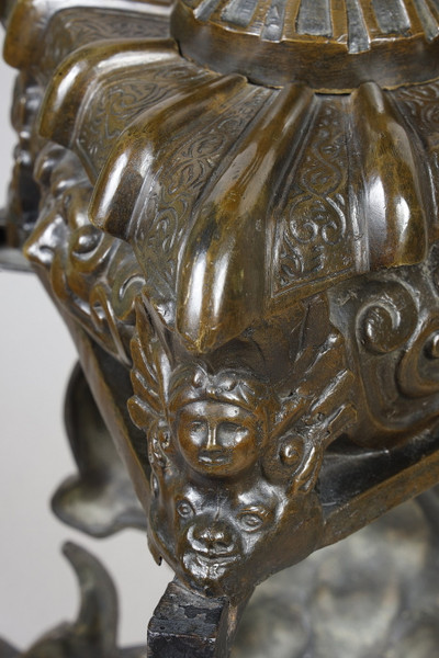 PAIR OF LANDIERS' ANDIRONS IN THE RENAISSANCE STYLE