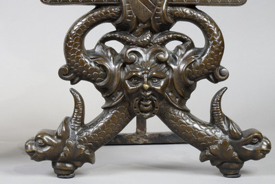 PAIR OF LANDIERS' ANDIRONS IN THE RENAISSANCE STYLE