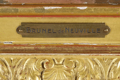 CUADRO DE NATURALEZA MUERTA DE BRUNEL DE NEUVILLE, MARCO DE MADERA TALLADA Y DORADA