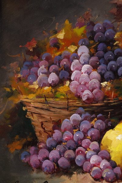 STILL LIFE PAINTING BY BRUNEL DE NEUVILLE, CARVED AND GILDED WOOD FRAME