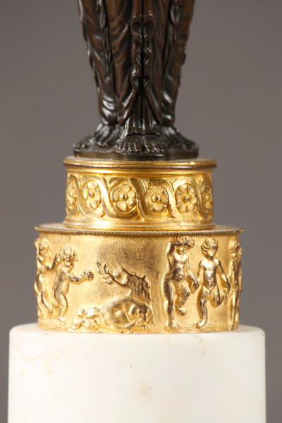 Paire de candélabres en bronze et marbre, d' époque Directoire