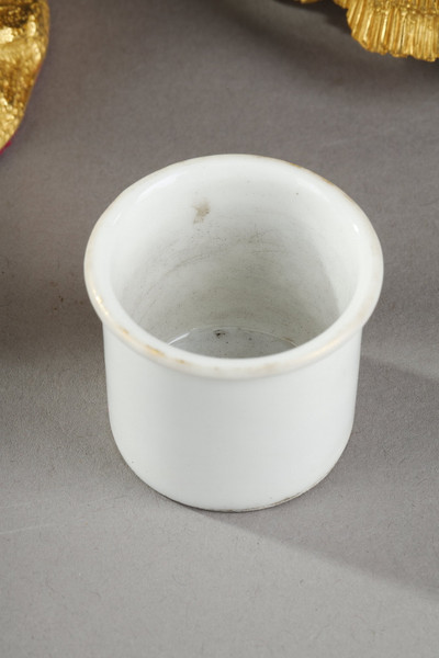 RARE ENCRIER FRANC MACON EN BRONZE DORÉ ET FORME DE RUCHE, XIXE