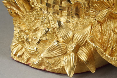 RARE ENCRIER FRANC MACON EN BRONZE DORÉ ET FORME DE RUCHE, XIXE