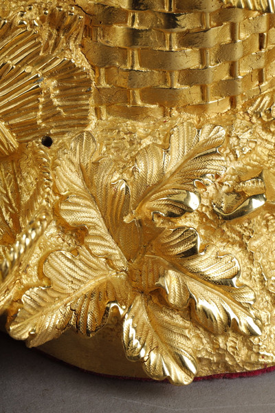 RARE ENCRIER FRANC MACON EN BRONZE DORÉ ET FORME DE RUCHE, XIXE