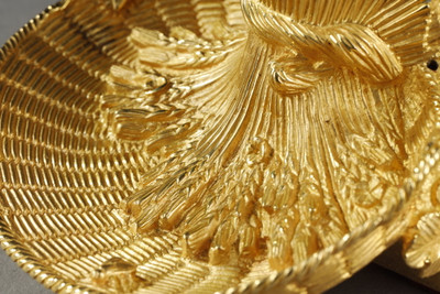 RARE ENCRIER FRANC MACON EN BRONZE DORÉ ET FORME DE RUCHE, XIXE