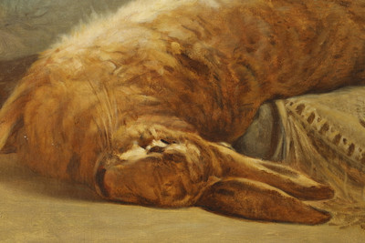 Deux tableaux de Léopold Durangel : lièvre et faisan